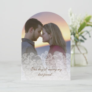 Hochzeit Foto Vintage Spitze Damaskus Einladungen