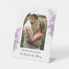 Hochzeit Foto zu Gott sei der Ruhm Christlich Lila Sockelschild