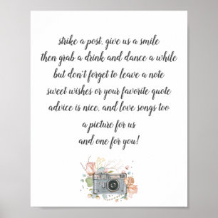 Hochzeit Fotoautomaten-Gästebuchposter Poster