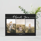 Hochzeit-Fotos EleganBlack Danke-Script Dankeskarte (Stehend Vorderseite)