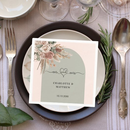 Hochzeit Frau Herz rosa Bogen Serviette