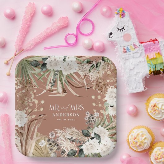 Hochzeit Frau Pampas eucalyptus modernes boho Part Pappteller (Party)