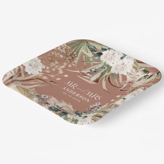 Hochzeit Frau Pampas eucalyptus modernes boho Part Pappteller (Gewinkelt)