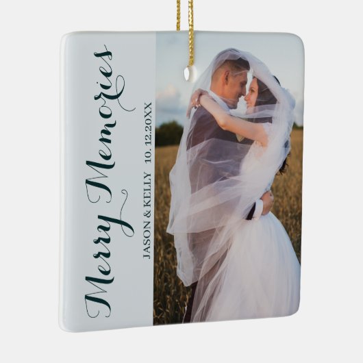 Hochzeit frohe Erinnerungen Foto Keramik Ornament (Rechts)