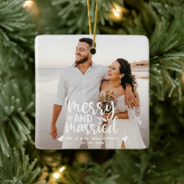 Hochzeit frohe und Verheiratete Weihnachts-Foto-Ke Keramikornament