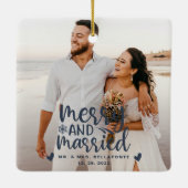 Hochzeit frohe und Verheiratete Weihnachts-Foto-Ke Keramikornament (Rückseite)