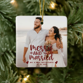 Hochzeit frohe und Verheiratete Weihnachts-Foto-Ke Keramikornament