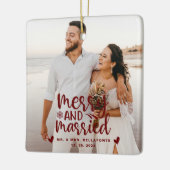 Hochzeit frohe und Verheiratete Weihnachts-Foto-Ke Keramikornament (Links)