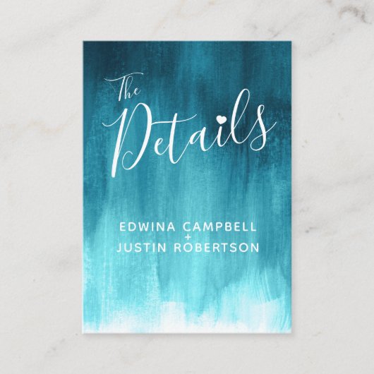 Hochzeit führt aquamarine Kunsteinschließungskarte Begleitkarte (Vorderseite)