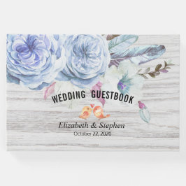 Hochzeit Gästebuch Boho Floral Feathers Rustic Woo