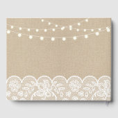 Hochzeit Gästebuch Burlap Lace Rustic Lights (Rückseite)