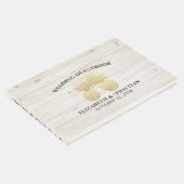 Hochzeit Gästebuch Chic Gold Ananas Rustikales Hol (Ecke)