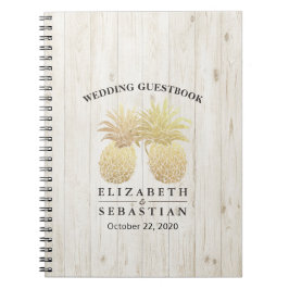 Hochzeit Gästebuch Chic Gold Ananas Rustikales Hol Notizblock