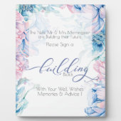 Hochzeit | Gebäude Block Blue Pink Peonies Fotoplatte (Vorderseite)