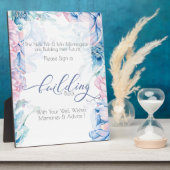 Hochzeit | Gebäude Block Blue Pink Peonies Fotoplatte (Seite)