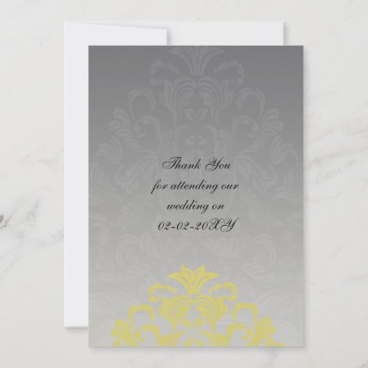 Hochzeit "gelb grau" DankeYou Cards Einladung (Rückseite)