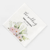 Hochzeit Gentle White Calla Lily Rose Wasserfarbe  Serviette (Ecke)