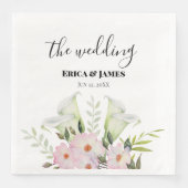 Hochzeit Gentle White Calla Lily Rose Wasserfarbe  Serviette (Vorderseite)