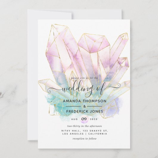 Hochzeit geometrischer Wasserfarben Einladung (Vorderseite)