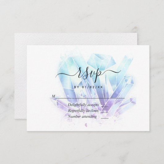 Hochzeit geometrischer Wasserfarben RSVP Karte (Vorne/Hinten)