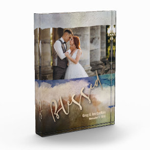 Hochzeit Gesegnet Wasserfarbe Fotoblock