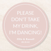 Hochzeit gib meinen Drink nicht rot. Runder Pappuntersetzer (Vorderseite)