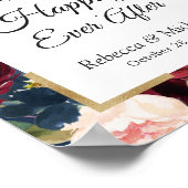 Hochzeit glücklich immer nach Burgund Blue Floral Poster (Ecke)