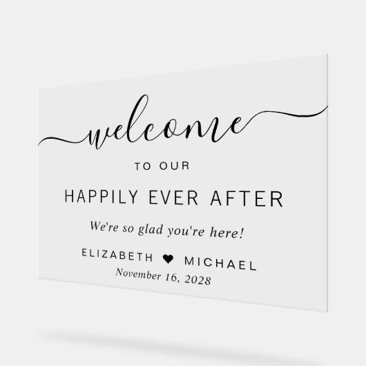 Hochzeit glücklich je nach Begrüßung Acrylschild (Winkel)