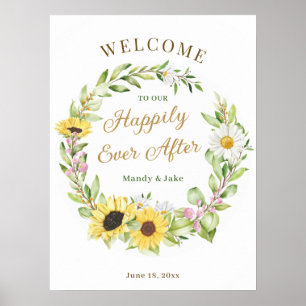 Hochzeit glücklich je nach Sonnenblume Daisy Begrü Poster