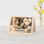 Hochzeit Glückwunsch Braut und Groom Sepia Karte (Gelbe Blume)