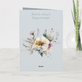 Hochzeit Glückwunsch Paar blühend blau Karte (Rückseite)