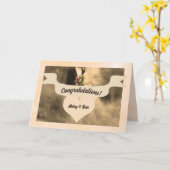 Hochzeit Glückwunsch Sepia Bride und Groom Karte (Gelbe Blume)