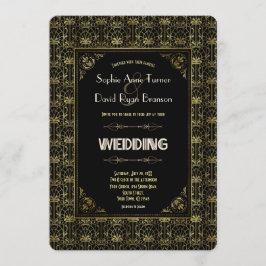 Hochzeit | Gold Black Roaring 20s Art Deco Einladung