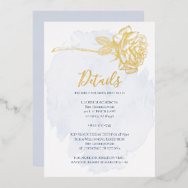 HOCHZEIT | Gold Gilded Rose auf Dusty Blue Folieneinladung