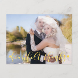Hochzeit Gold HEARTFELT DANK Fotos vorne/hinten Postkarte