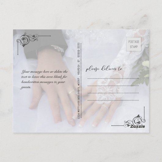 Hochzeit Gold HEARTFELT DANK Fotos vorne/hinten Postkarte (Rückseite)