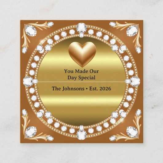 💍 Hochzeit Gold Herz Monogramm Stil 🌹 Begleitkarte (Vorderseite)