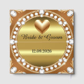 💍 Hochzeit Gold Herz Monogramm Stil 🌹 Gästebuch (Rückseite)