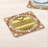 💍 Hochzeit Gold Herz Monogramm Stil 🌹 Rechteckiger Pappuntersetzer (angewinkelt)