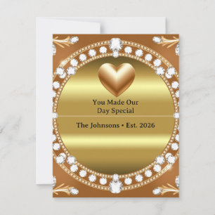 💍 Hochzeit Gold Herz Monogramm Stil 🌹 RSVP Karte