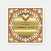 💍 Hochzeit Gold Herz Monogramm Stil 🌹 Serviette (Vorderseite)