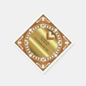 💍 Hochzeit Gold Herz Monogramm Stil 🌹 Serviette (Ecke)