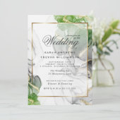 Hochzeit | Gold Onyx Emerald Green Tinte Einladung (Stehend Vorderseite)