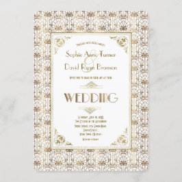 Hochzeit | Gold White Roaring 20s Art Deco Einladung