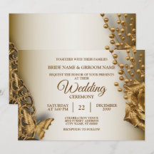 Hochzeit Golden Beige Floral Schmetterling Vintage