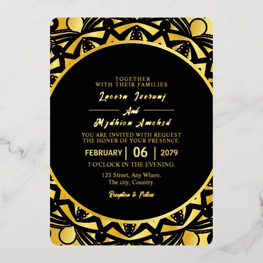 Hochzeit Golden Luxury Invitation Card Golden Foil Folieneinladung (Vorderseite)