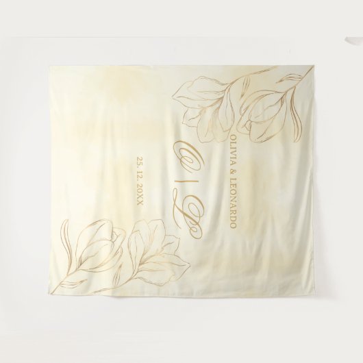 Hochzeit goldene Blume im Hintergrund Wandteppich (Vorderseite (Horizontal))