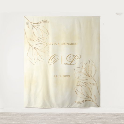 Hochzeit goldene Blume im Hintergrund Wandteppich (Vorderseite)