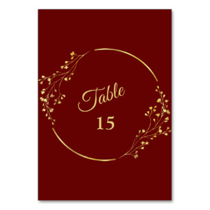 Hochzeit Goldene Blumengeometrische Krone Rote Par Tischnummer