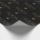 Hochzeit Goldene Herzblüte und Bräuche, schwarz Geschenkpapier (Ecke)